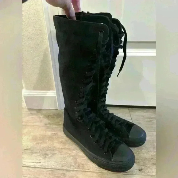 Yuabu lace up black shoe boots size 38 - Picture 1 of 7